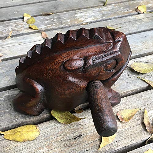 Cozinest Medium 6\" Wood Frog Guiro Rasp Musical Instrument Tone Block Solid Carved Musical Toy Percussion Instrument (Brown) - Thumbnail 5