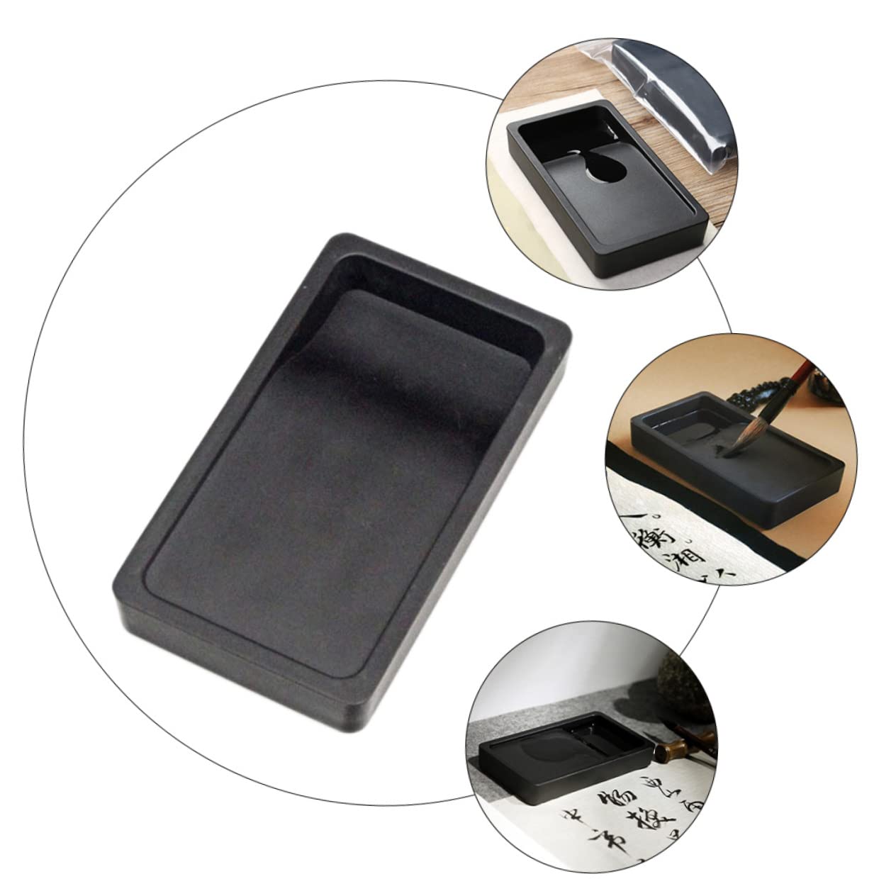 KALLORY Calligraphy Inkslab 5 Inches Portable Inkstone Sumi Ink Stone for Students Teachers