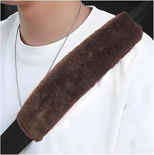 Yourkar 2 PCS Car Seat Belt Cover, Soft Auto Seatbelt Protector for a More Comfortable Driving, Warm Plush Seatbelt Shoulder Neck Pad Cushion Fit for All Cars, Car Accessories (Coffee)