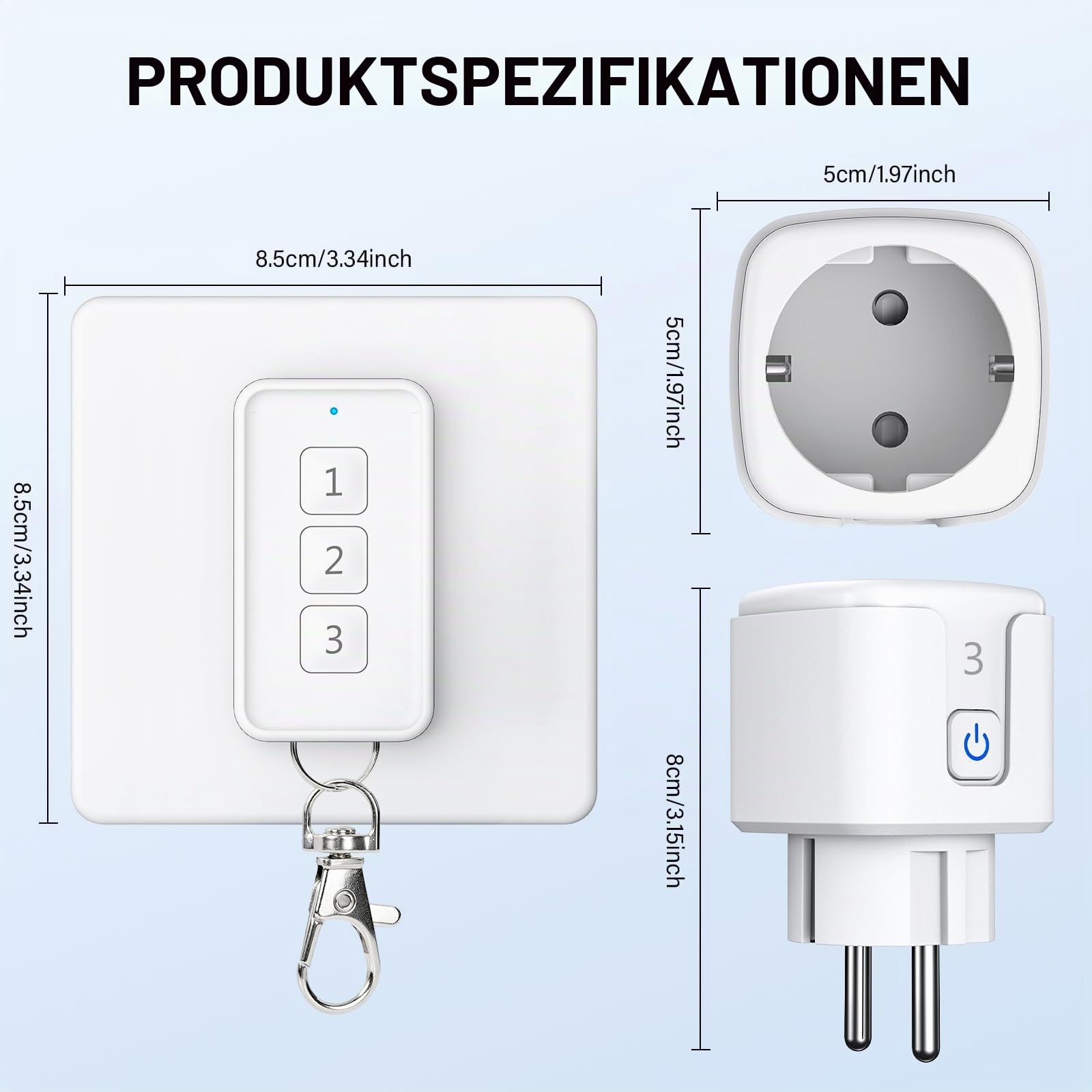Steckdose mit Fernbedienung,3 Stück Funksteckdosen mit Fernbedienung 16A/3840W 100 Feet Lange Reichweite Magnetische Ein-Tasten-Schalter für Innenbereich Lampen Haushaltsgeräte Feiertagsdeko