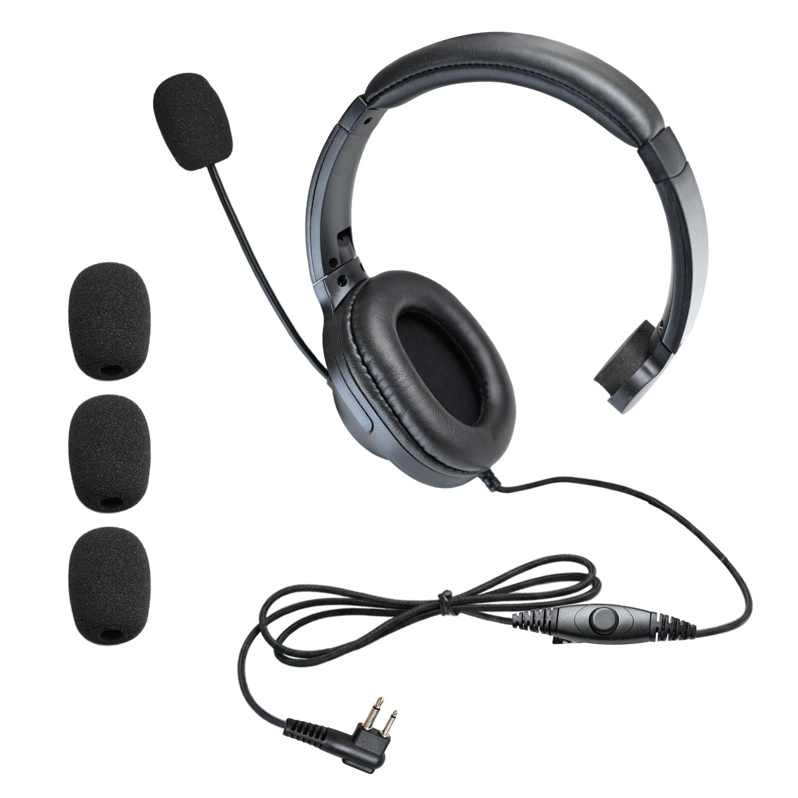 Casque anti-bruit pour talkie-walkie avec micro PTT Boom pour Motorola Radio 2 broches CLS 1110 1410 CP200 CP185 CP100D DLR 1060 (grand cache-oreilles) (simple côté)