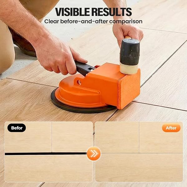 YipuVR Floor Gap Fixer Tool, Heavy-Duty Laminate Flooring Tools for Wood and Vinyl Planks, Carbon Steel Floor Suction Cup Tool with Rubber Pad, Adjustable Height Setter Close Unsightly Seams - 2