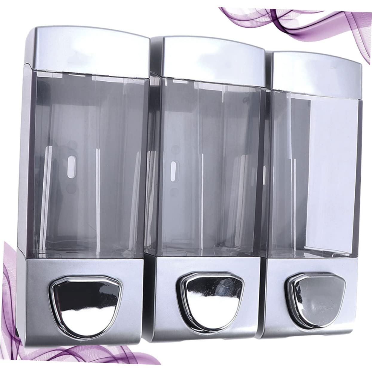 FELTECHELECTR Wall-Mounted Lotion Dispenser Three Outlets Transparent Shampoo and Conditioner Pump for Bathroom Kitchen Hotel Easy to Install Reduces Clutter Showers