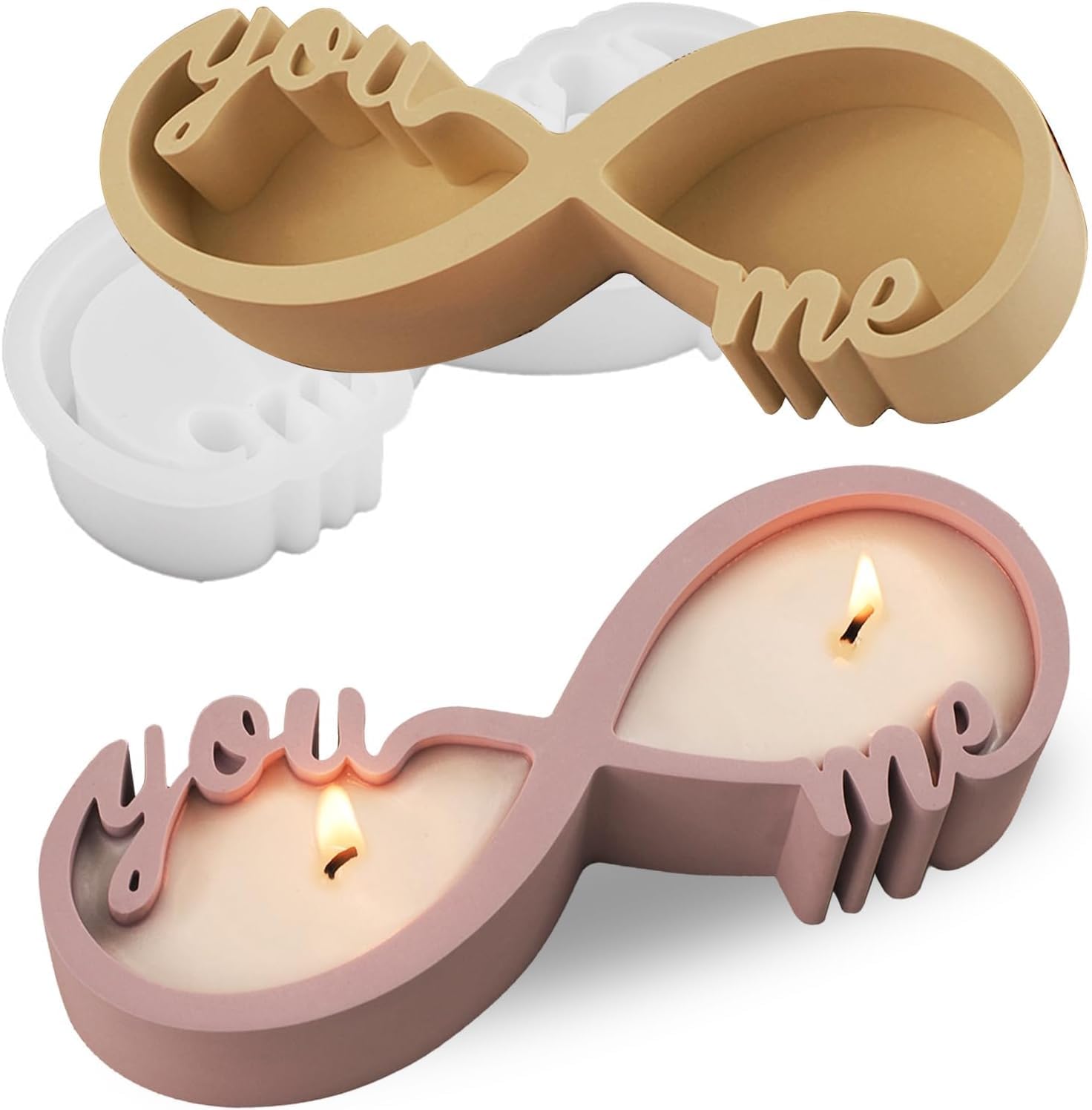You and Me Infinity Love Candle Holder Silicone Molds, Couple Container Resin Concrete Molds, Epoxy Resin Casting Plaster Storage Jar Box Molds for Jewelry Holder Pot Valentine Decor (PACK OF 1)-picture-11