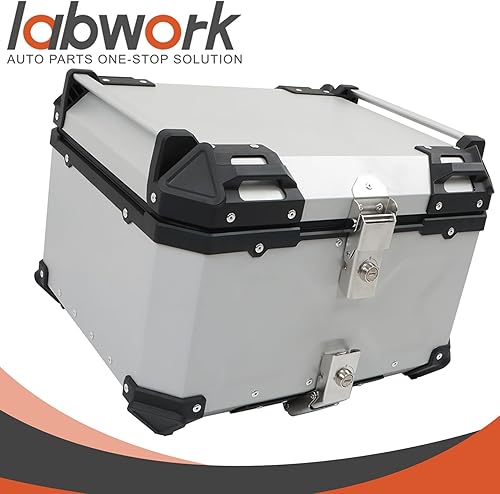 Miniatura 2 de labwork 55L motocicleta Top Case Tail Box con respaldo y placa de montaje Aleación de aluminio duro Estanqueidad de seguridad contra robo Metal
