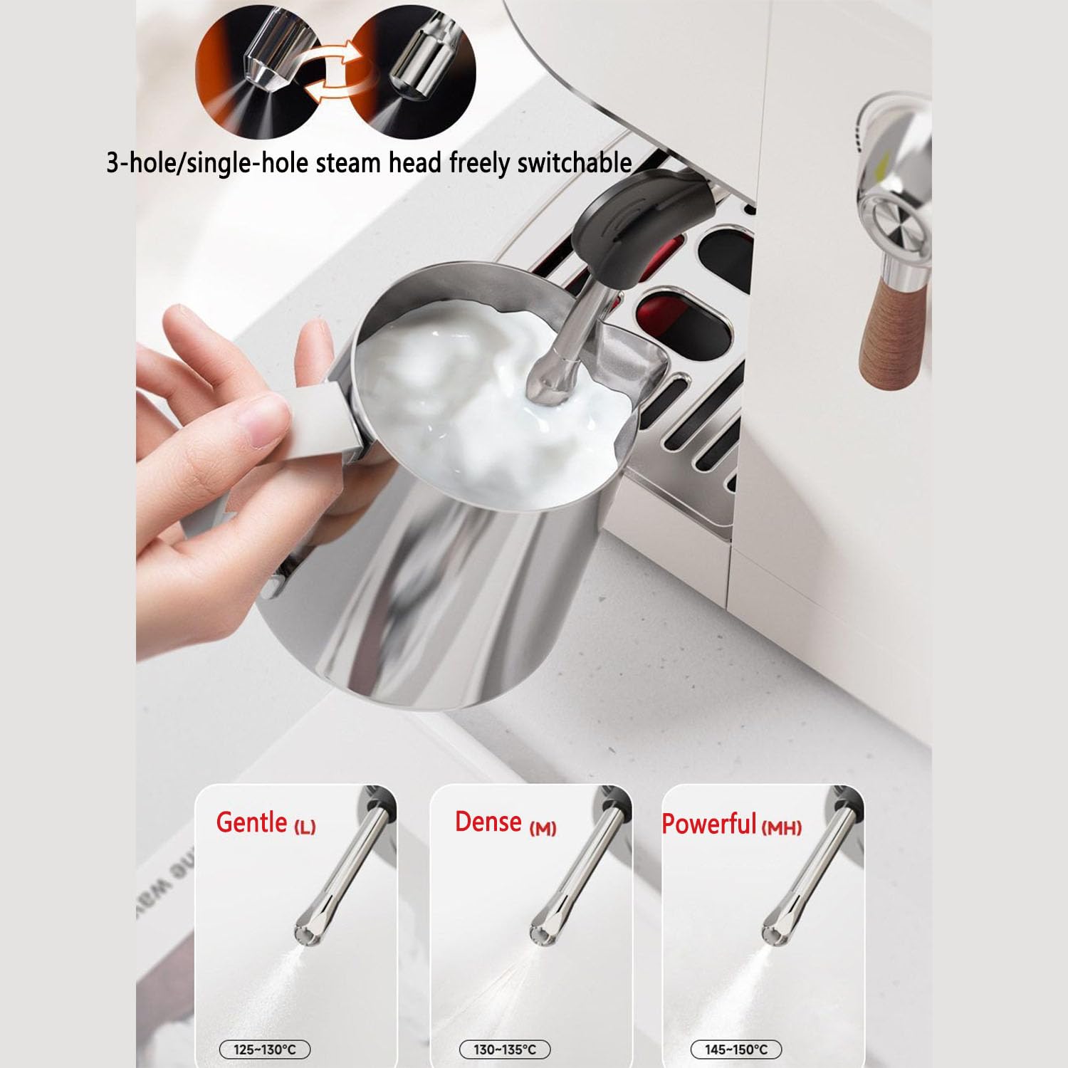 Macchina per caffè espresso semiautomatica con touch screen, erogazione