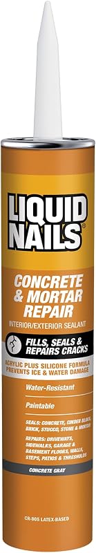 Liquid Nails 10.3 oz Concrete & Mortar Repair Adhesive | Interior/Exterior Crack Filler & Patch Sealant, Fast Drying, Paintable, Water Resistant
