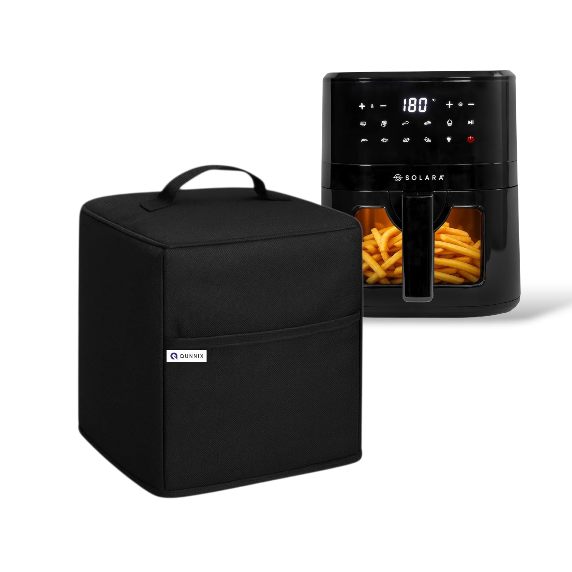 Dustproof & Waterproof Washable Air Fryer Cover for Solara 4.5 Liter | Kitchen Appliance Protector with Handle & Pocket | For Everyday Use Man & Woman | Perfect Fit (25x31x31) – Black-image-45