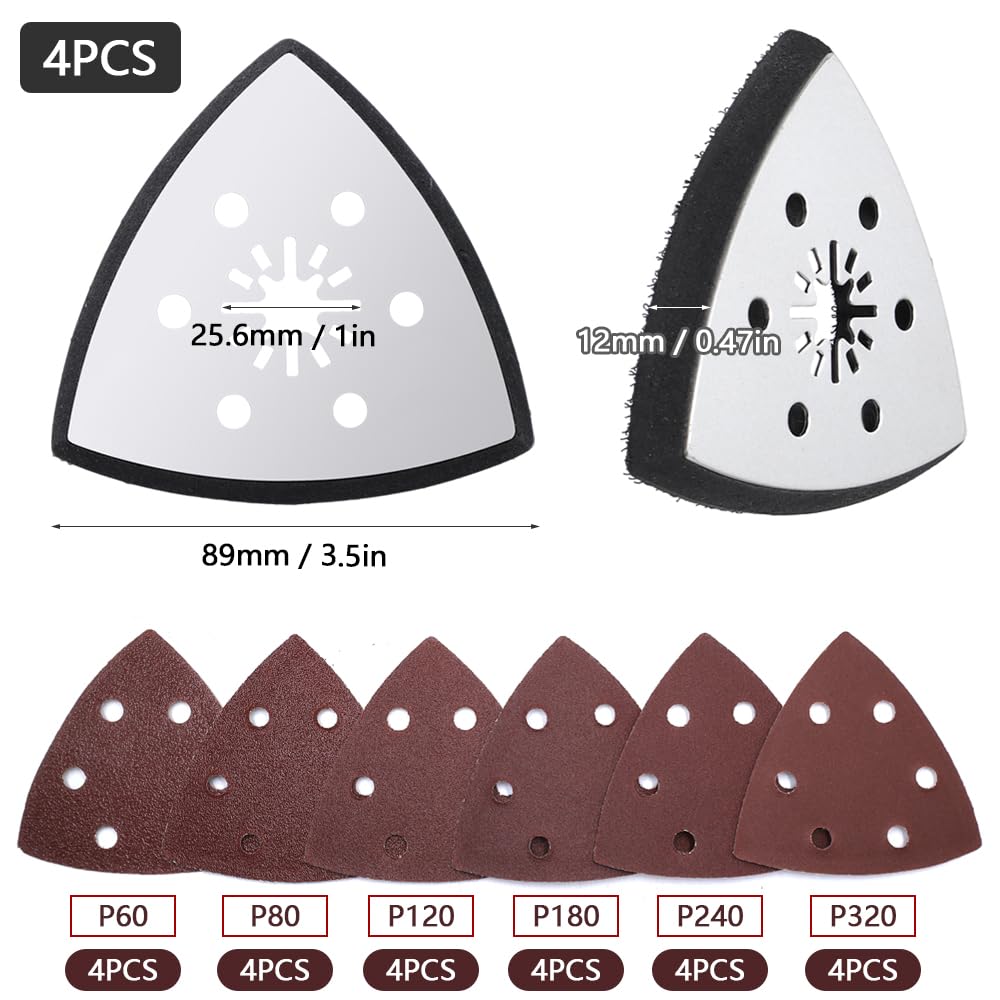 Lastra abrasiva triangolare, multiutensile da 93 mm, con carta abrasiva triangolare per levigare superfici, metallo, plastica e pietra
