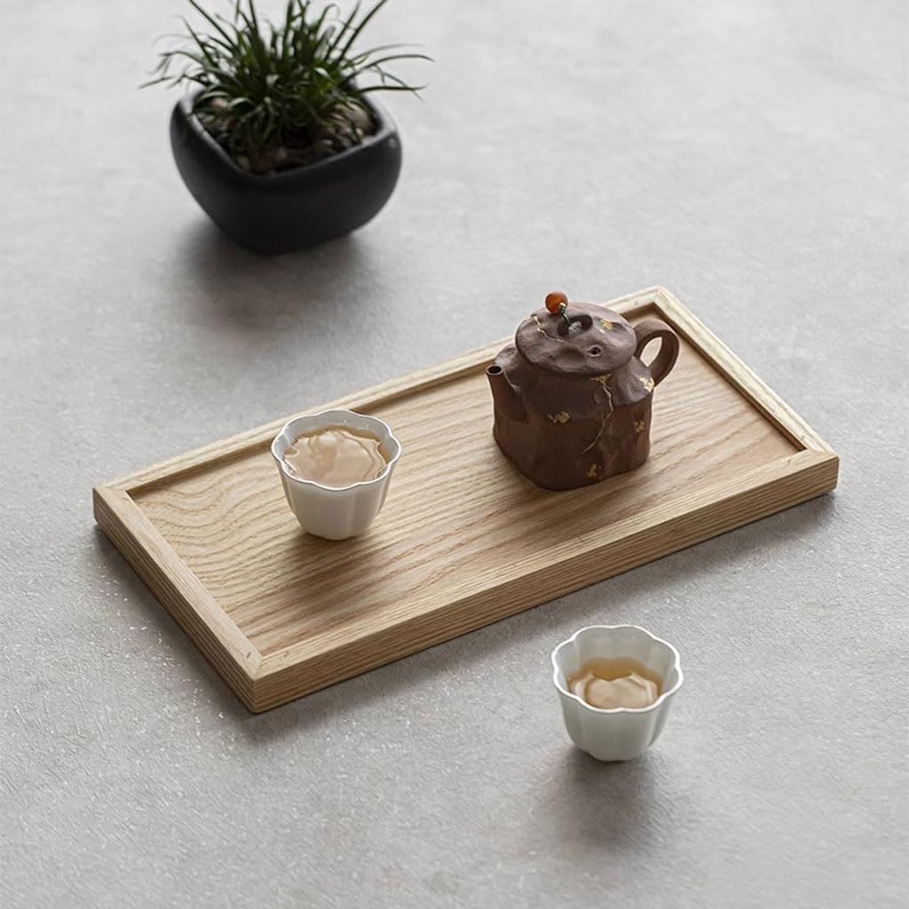 Bandeja de Madera Moderna para Servir: diseño Rectangular Sencillo para el hogar y la Sala de Estar, Ideal para té, Aperitivos y decoración. Bandeja pequeña versátil para Servir y exhibir.