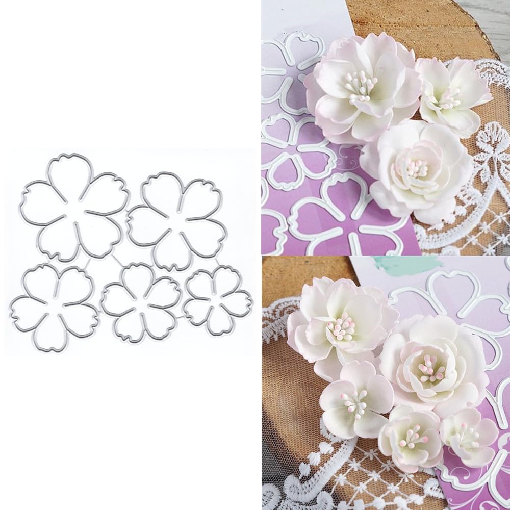 Patchwork Five-Petal Flower Metal Cutting Dies for Card Making, Paper Embossing Die Cuts Kit Templates Supplies, Photo Frame Album DIY Scrapbooking Stencils Sets