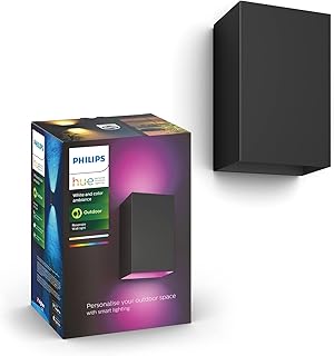 Philips Hue White and Color Ambiance Resonate Smart LED Wall Lamp, Outdoor LED Lights, Outdoor Wall Lamp with Double Illum…