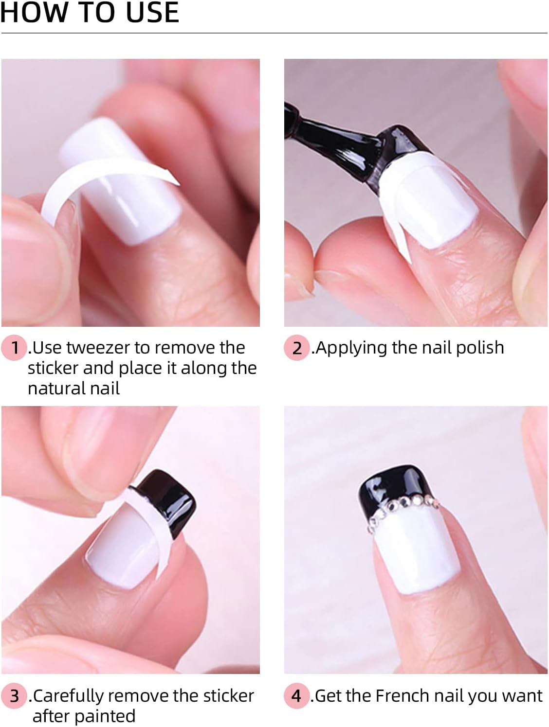 Yokilly French Manicure Stickers,36 Sheets/1368 Pcs Self ...