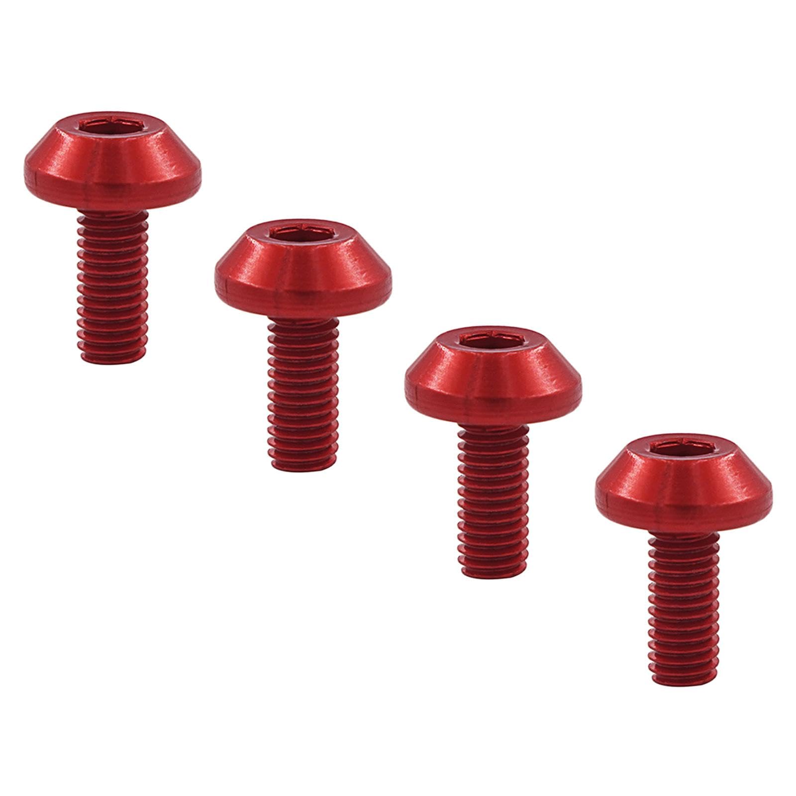 kowaku 4Pcs Bike Water Bottle Cage Bolt Bike Screw Kettle Holder Screw Cycling Bicycle Rack Screw Aluminum Alloy Screw M5x12mm, red