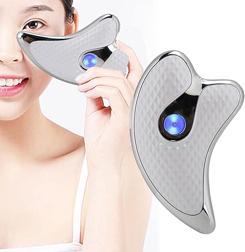 Saluaqui Herramienta facial Gua Sha, Gua Sha eléctrica, Herramienta para esculpir la cara, masajeador raspador facial microcorriente, Instrumento de