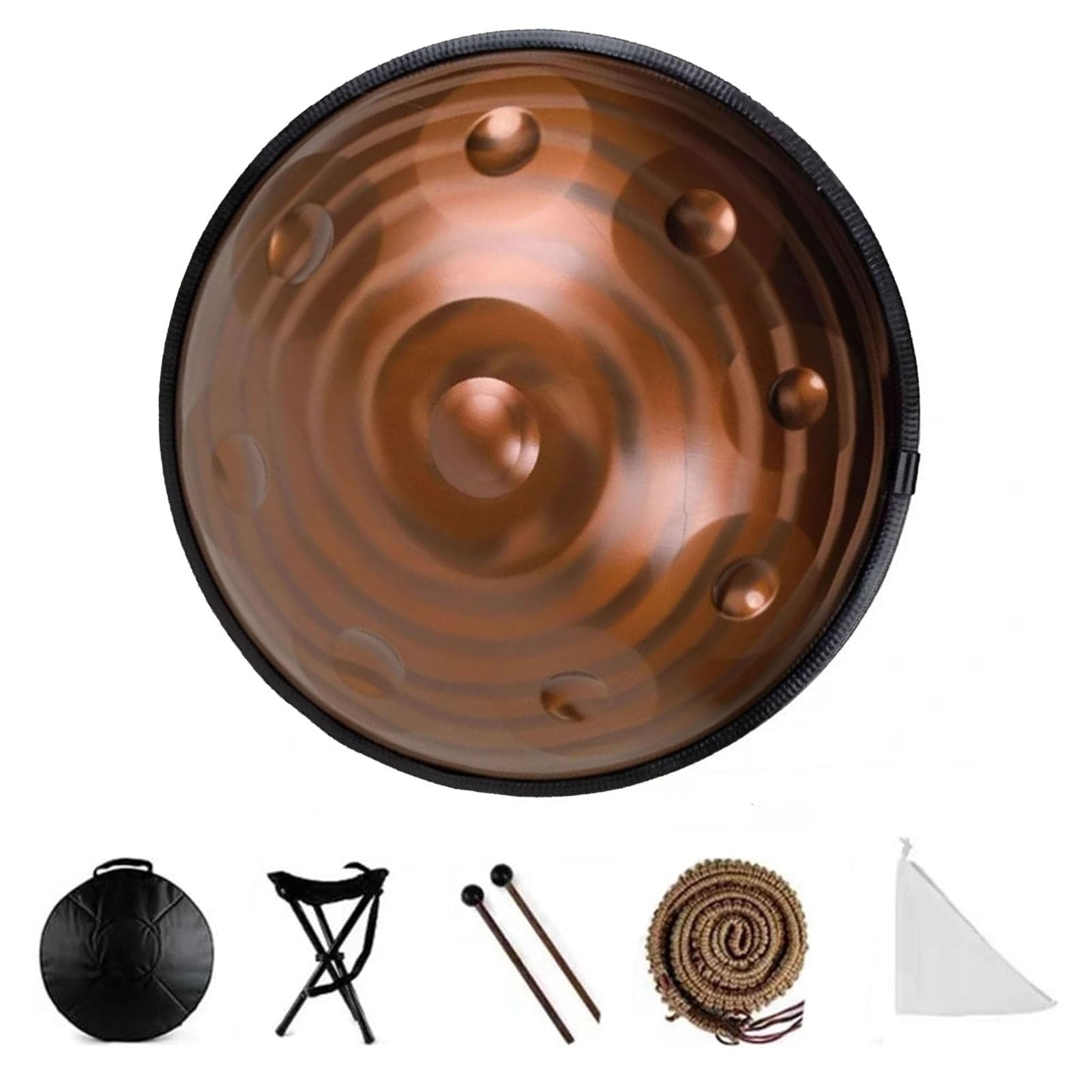 Tambor Handpan de Acero de 22 Pulgadas, Juego de 9, 10 y 12 Notas, 432 Hz. Percusión Artesanal para Adultos, Ideal para conciertos de Yoga y producción de Audio (B, 12 Notas, 432 H