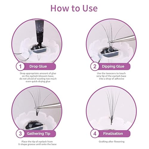 Miniatura 5 de Teenitor Paquete de 200 extensiones de pestañas con volumen y abanico, soporte para pegamento y organizador de pestañas, herramientas