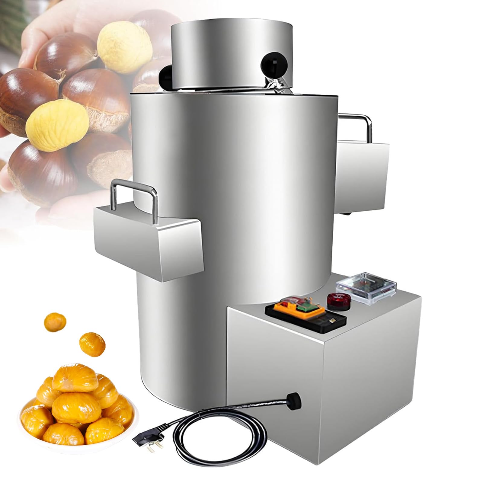 Sgusciacastagne Elettrico Commerciale, Pelapatate Automatico in Acciaio Inossidabile da 550 W, 5 Configurazioni Lame, Strumento per Sgusciare Castagne per Ristoranti, Pasticcerie 12 Blades