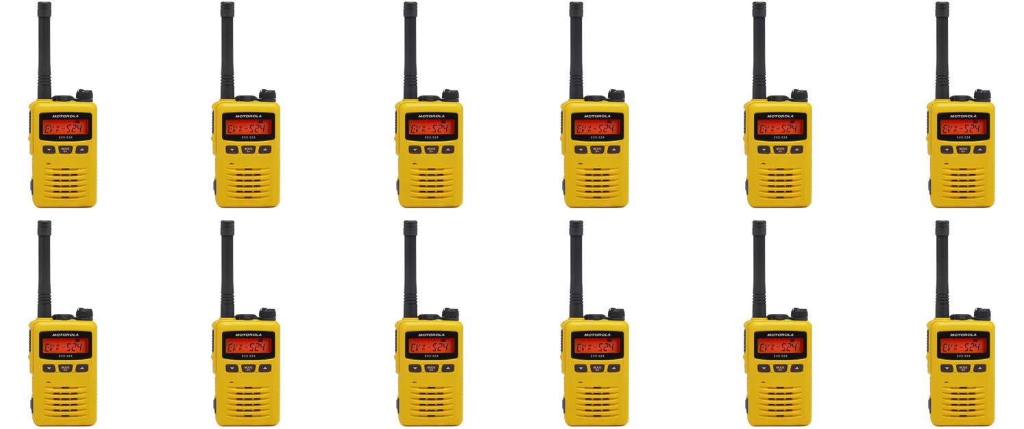 MEVX-S24-YL Yellow UHF 403-470MHz 3 Watt 256 Channel Analog Digital Portable Radio 12 Pack
