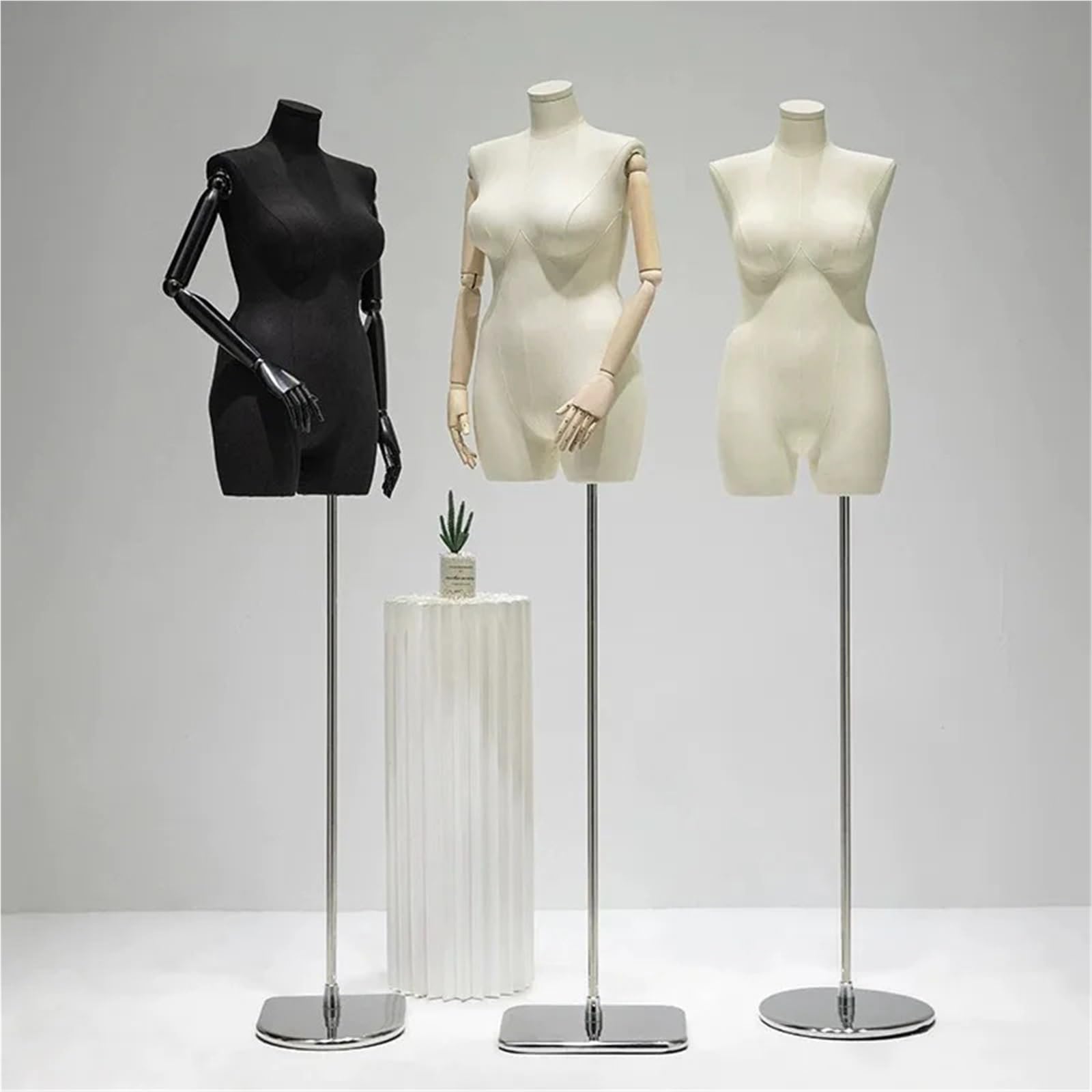 Maniqui Costura Maniquí Grande de Tela Saco for Ropa Mujer Talla , Torso maniquí Cuerpo Gordo con Manos Madera pie(White with Head 185-255cm)