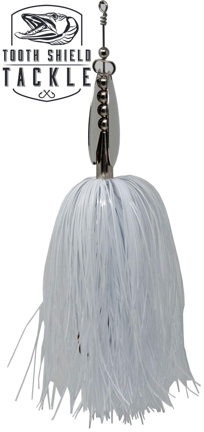 Tooth Shield Tackle Chubby Musky Bucktail (White) Muskie Pike Double 8 Inline Spinner Musky Lures Baits Tackle