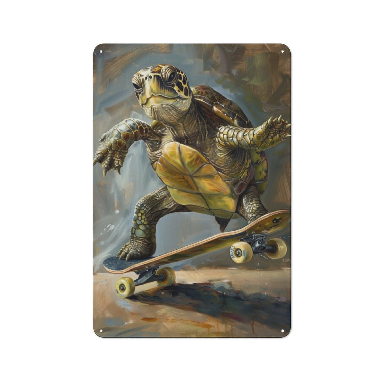 Junmoney Turtle Skateboard Skating Everyday Metal Gift Sign 30X20cm, Room Wall Plaque For Home, Shop, Pub Or Studio Wall
