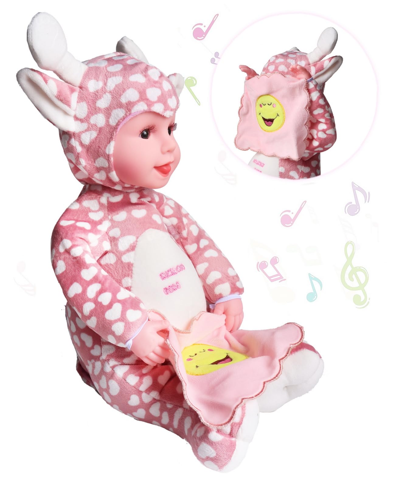 Toyshine Giraffe Peek-A-Boo Laughing Plush Stuffed Animal, 12 Inches, Pink