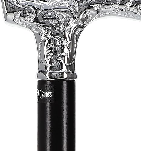 Miniatura 4 de Royal RC Canes Bastón Fritz de latón cromado de alta calidad con eje de madera de haya negra, bastón para caminar para hombres y mujeres