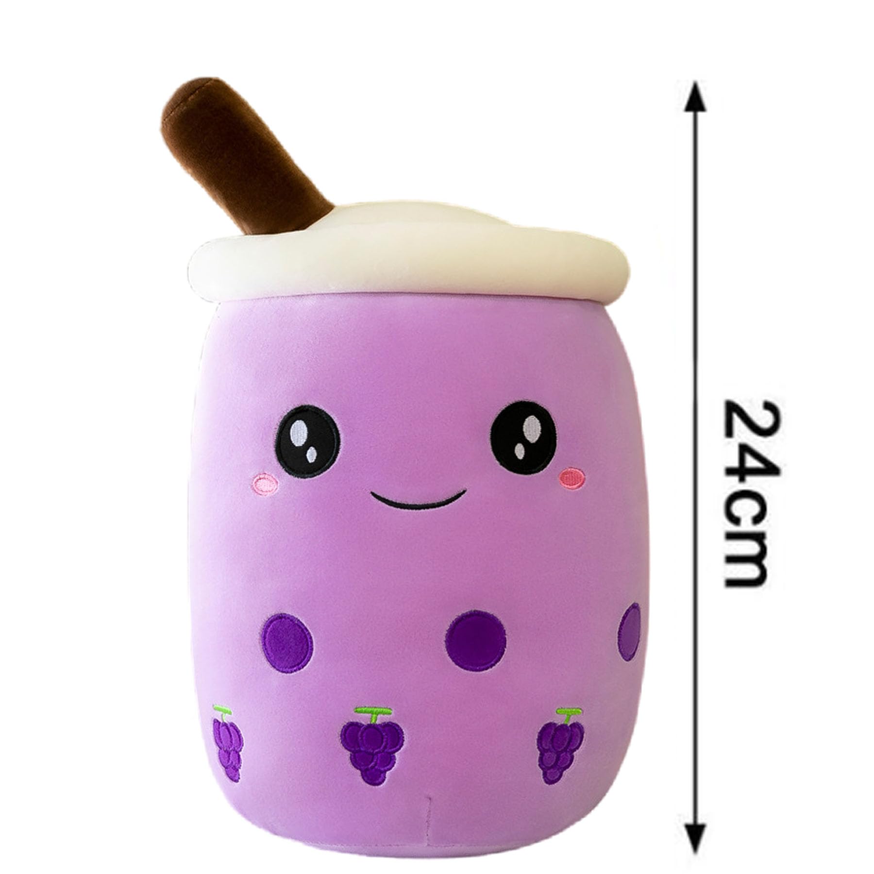BAIYSFFG Cute Cartoon Boba Milk Tea Soft Plush Doll, Giant Boba Bubble Plushie Stuffed Tea Cup Pillow Gift Toys(Brown,25CM) (Purple-24cm) - Image 2