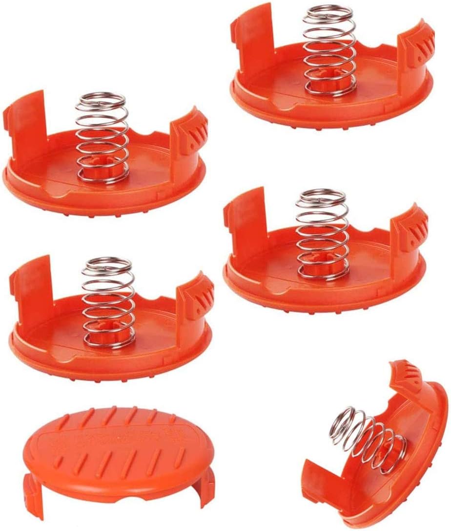 Jicyor 4PCS Spool Cover Trimmer, Black Decker Reel Compatible Replacement Coil Spool Cap Covers + 4PCS Spring Spare Parts For AFS Grass Trimmer