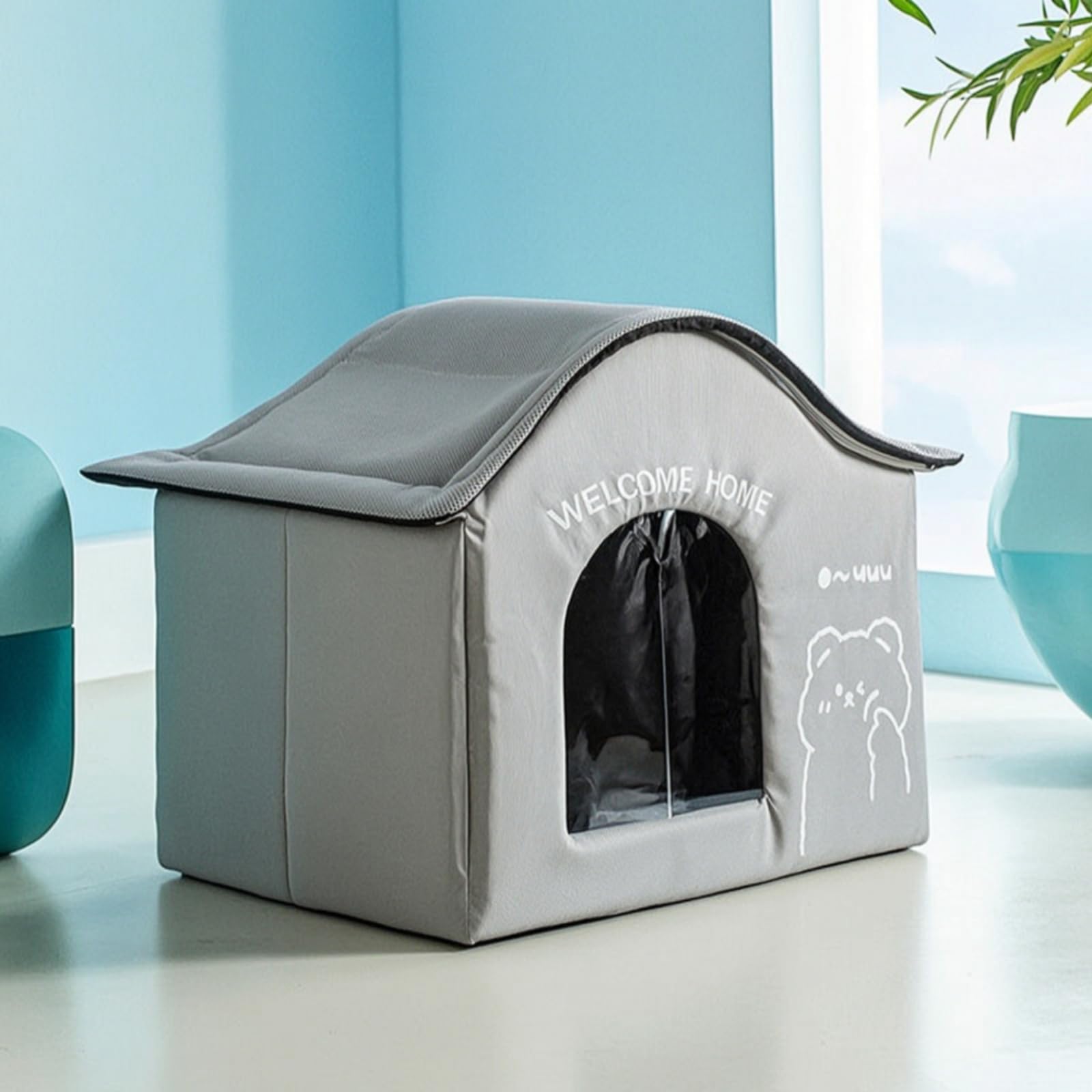 kowaku Rifugio Letto per Animali Cuccia Casa Struttura Isolante E Alloggio Ghiaccio per Benessere Estivo Adatto per Cani, Grigio Mylo Orsetto, L Adatto Per Peso Entro 25 Jin