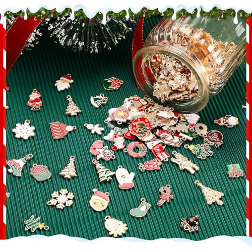SANNIX Charms for Jewelry Making 350Pcs Christmas Gold Enamel Charms Jewelry Metal Charm Pendants for DIY Bracelet Necklace Earring Craft Making - Image 3