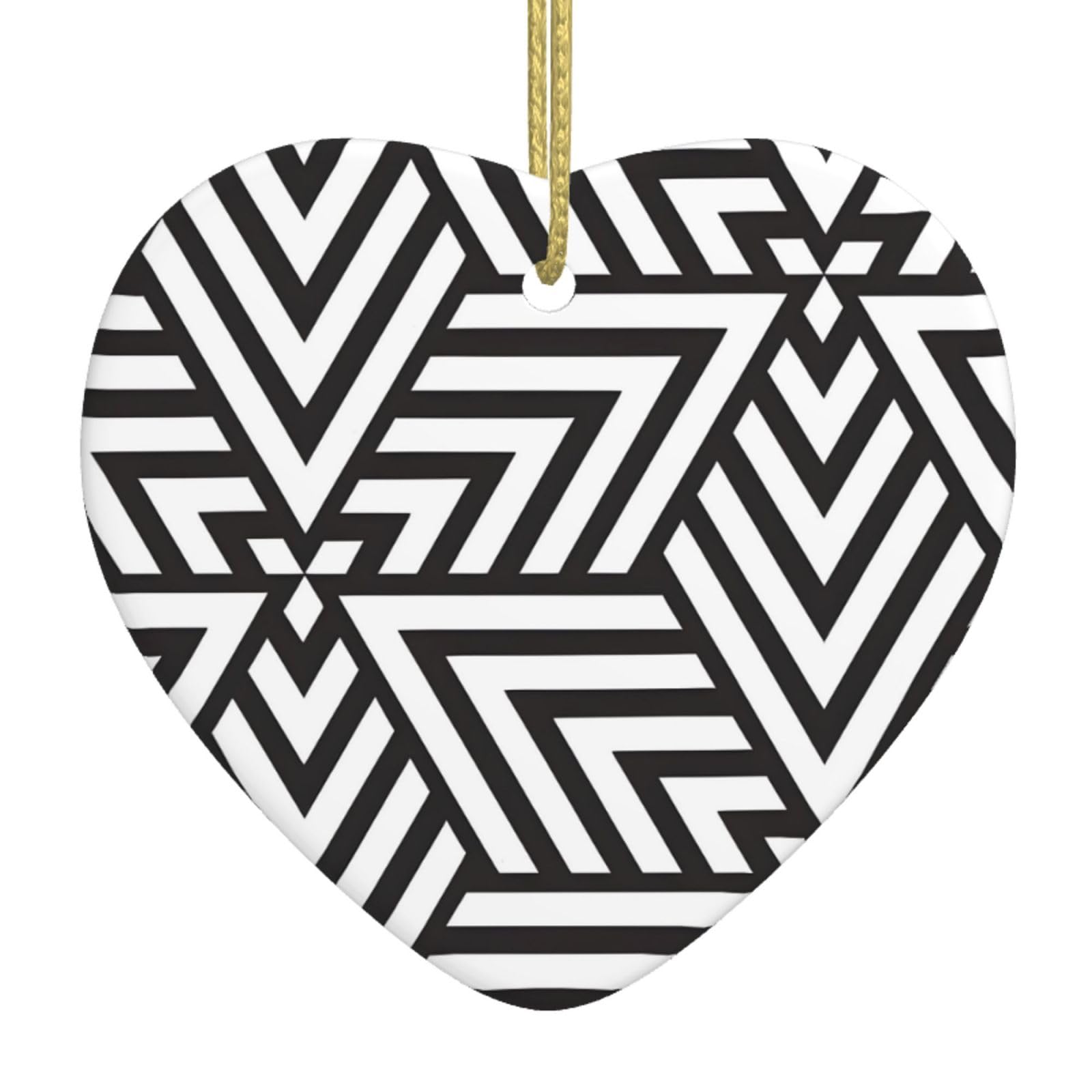 printidea Ceramic Christmas Heart Pendant with Silk Thread, Christmas Tree Home Decoration