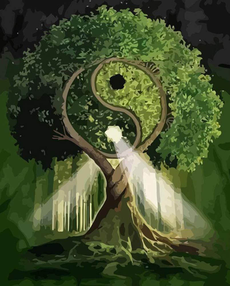 Abeuty Tree Diy Paint By Numbers For Adults Beginner - Yin Yang Plant 16X20 Inches Number Painting (No Frame)