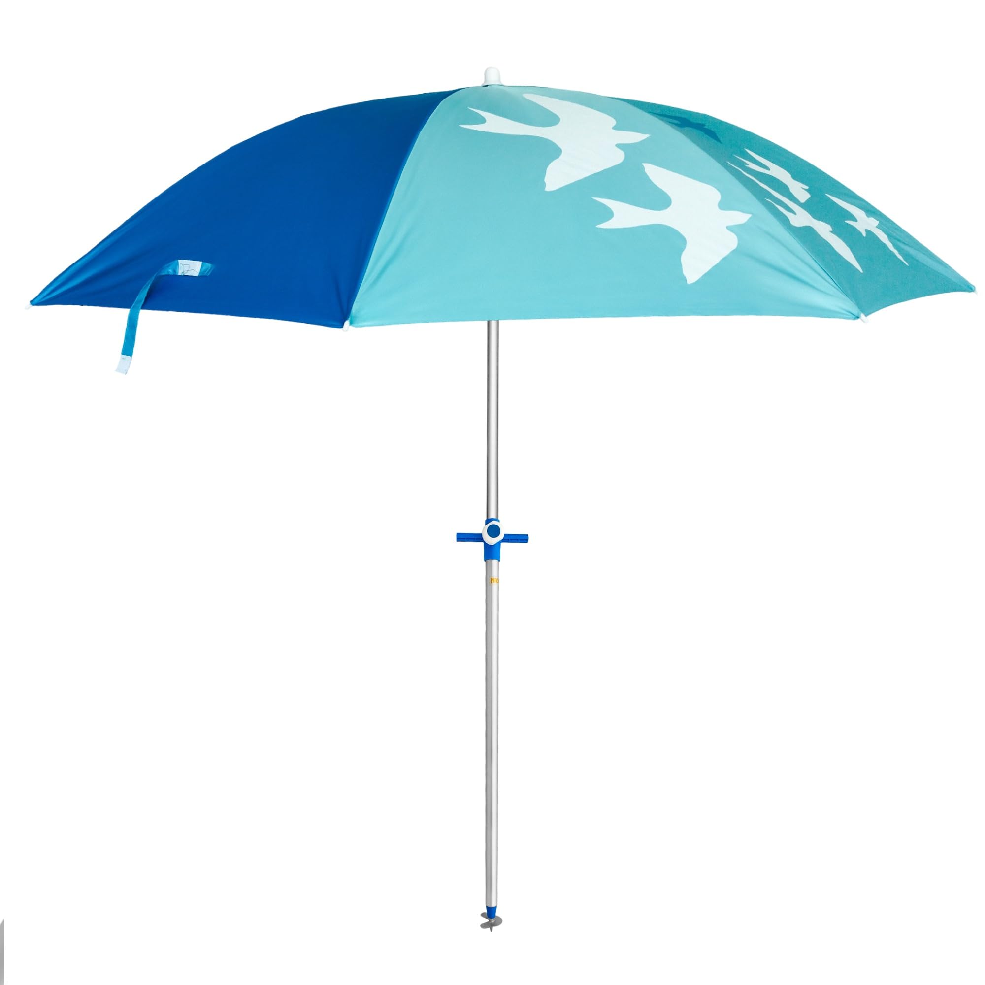 Pincho Sombrilla de playa Ø180 cm acero, Tela poliéster con protección UPF 50+, Sistema, punta de aluminio y maneta, 8 Varillas de acero de 3 mm, reclinable