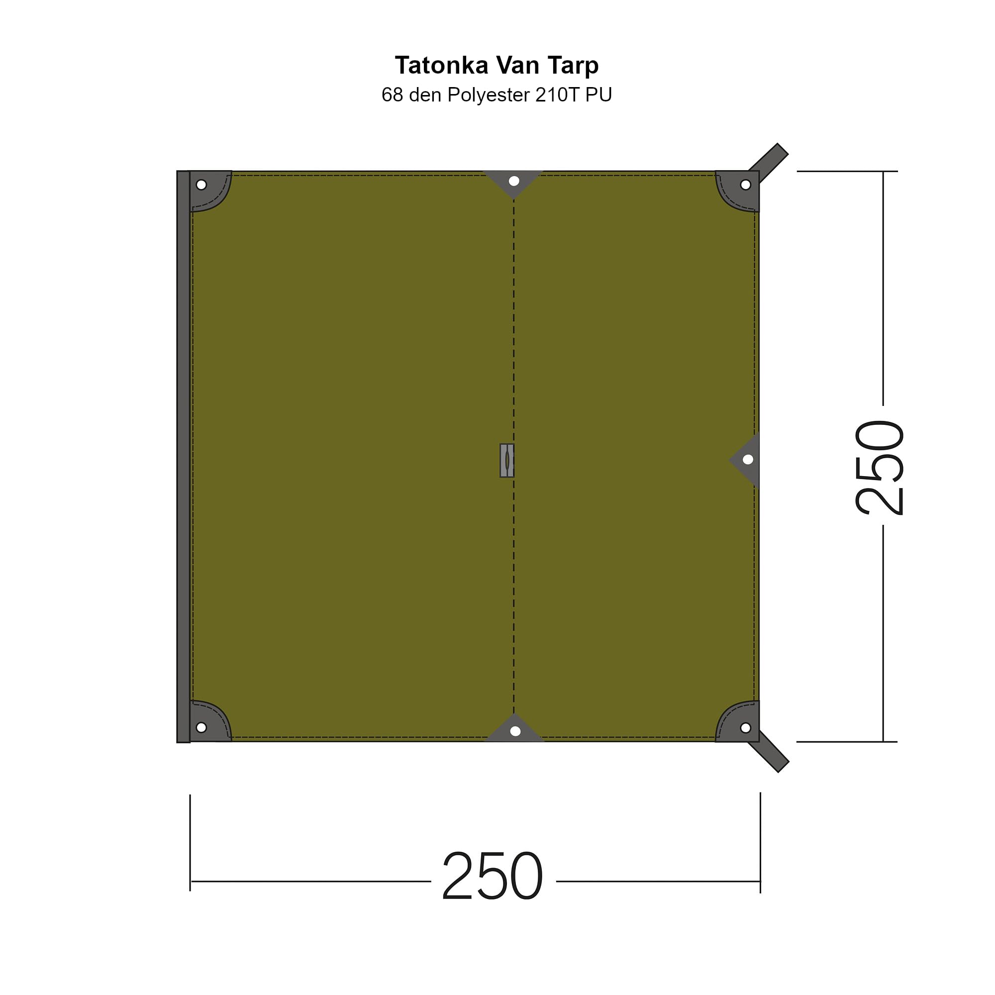 Tatonka Van Tarp (250 x 250 cm) - Tenda da sole impermeabile per camper - per barriera binari, parapioggia