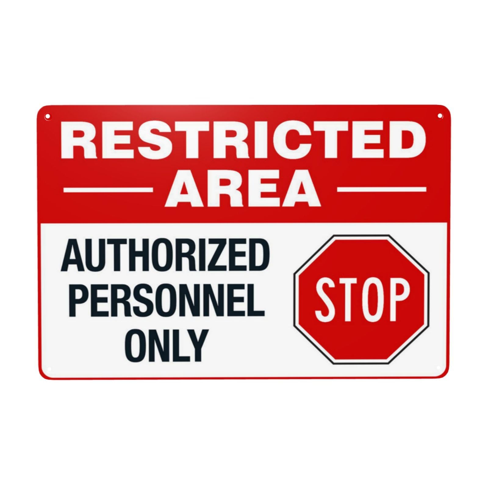 Vintage Traffic Style Wall Sign, Stop And Check Restricted Zone Authorized Personnel Pass Only Decor 12x8 Inch
