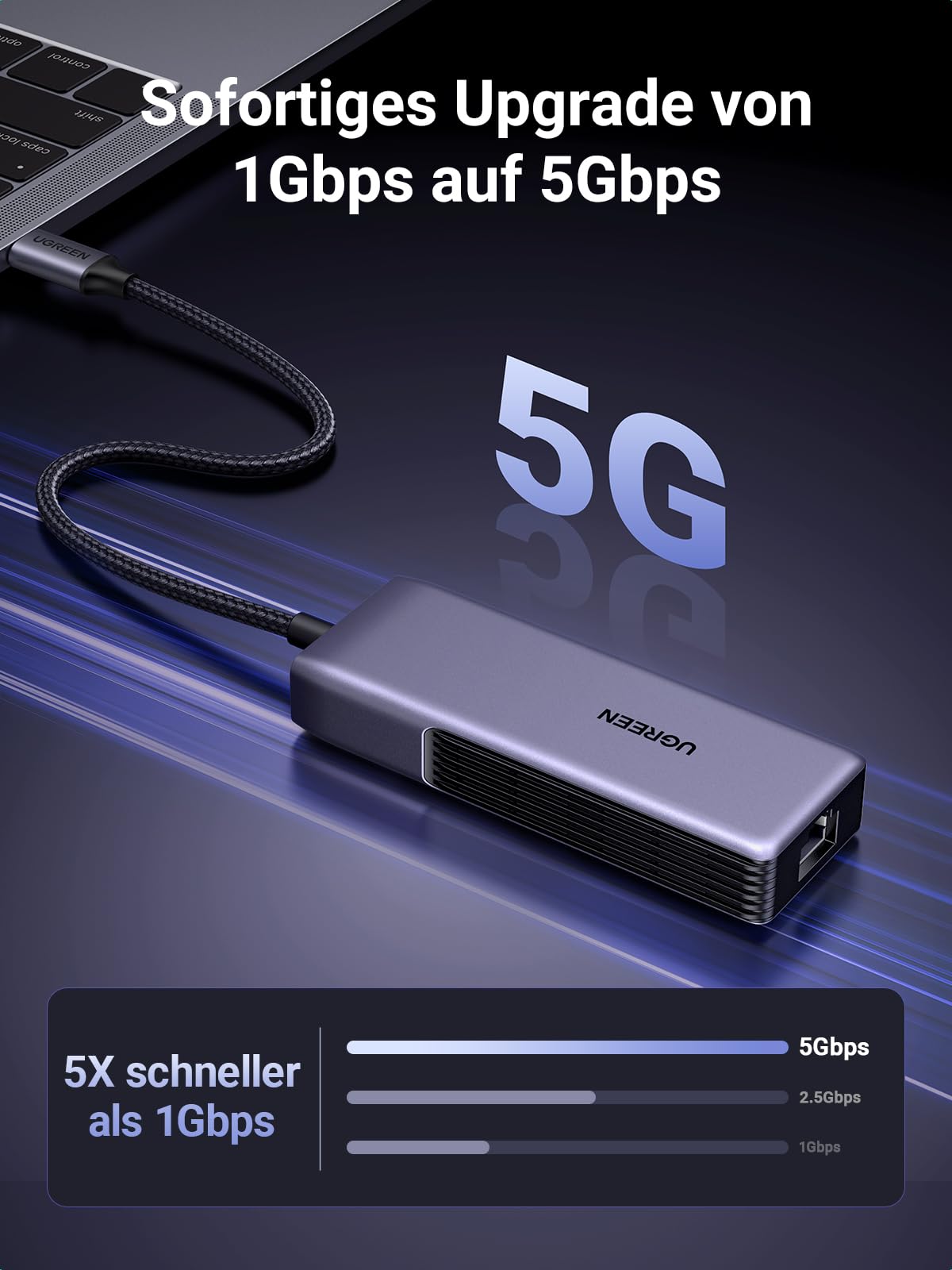 UGREEN NASync DXP6800 Pro 6-Bay NAS Server mit 5Gbps USB C LAN Adapter (Diskless)