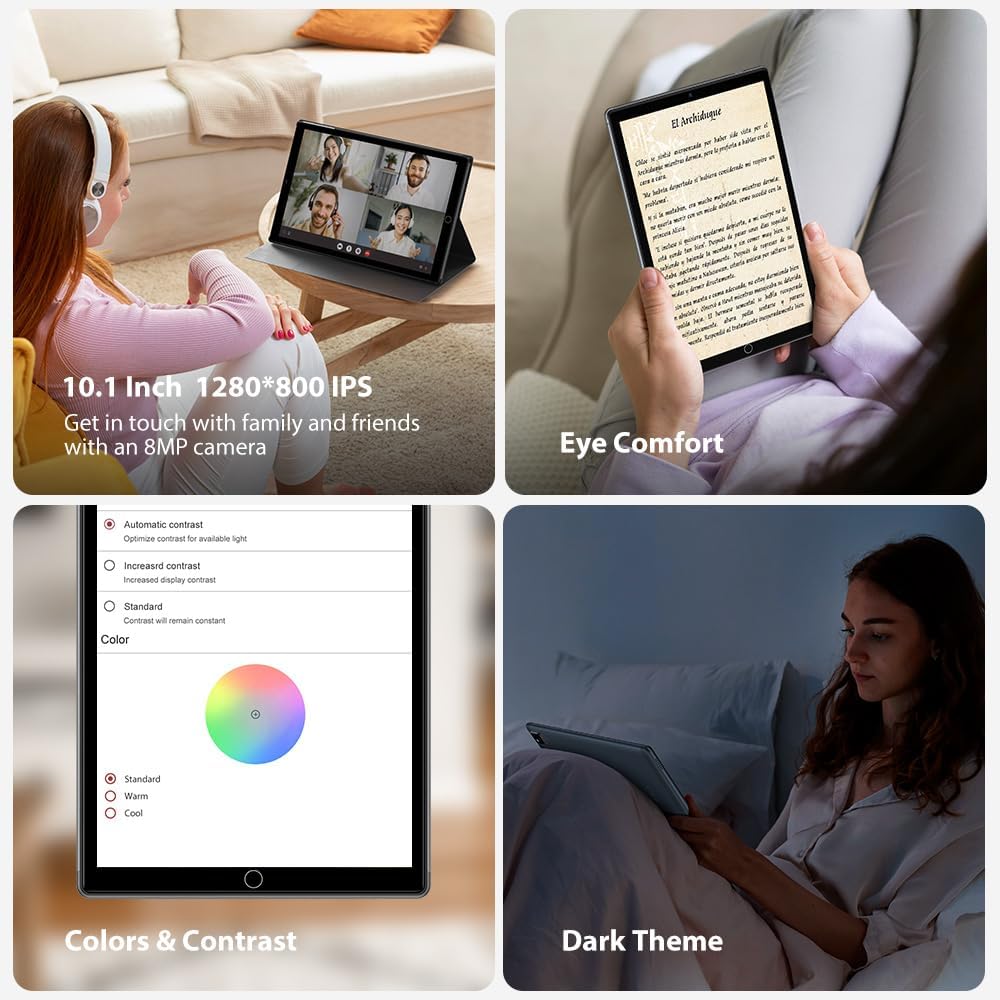 Tablet 10 Zoll, 5G WiFi+4G LTE Dual SIM, 36 GB RAM 128 GB ROM/2 TB TF, Octa-Core, GMS-Zertifiziert, 8 MP, Android Tablet mit Tastatur/Hülle/Kopfhörer/Maus/Eingabestift