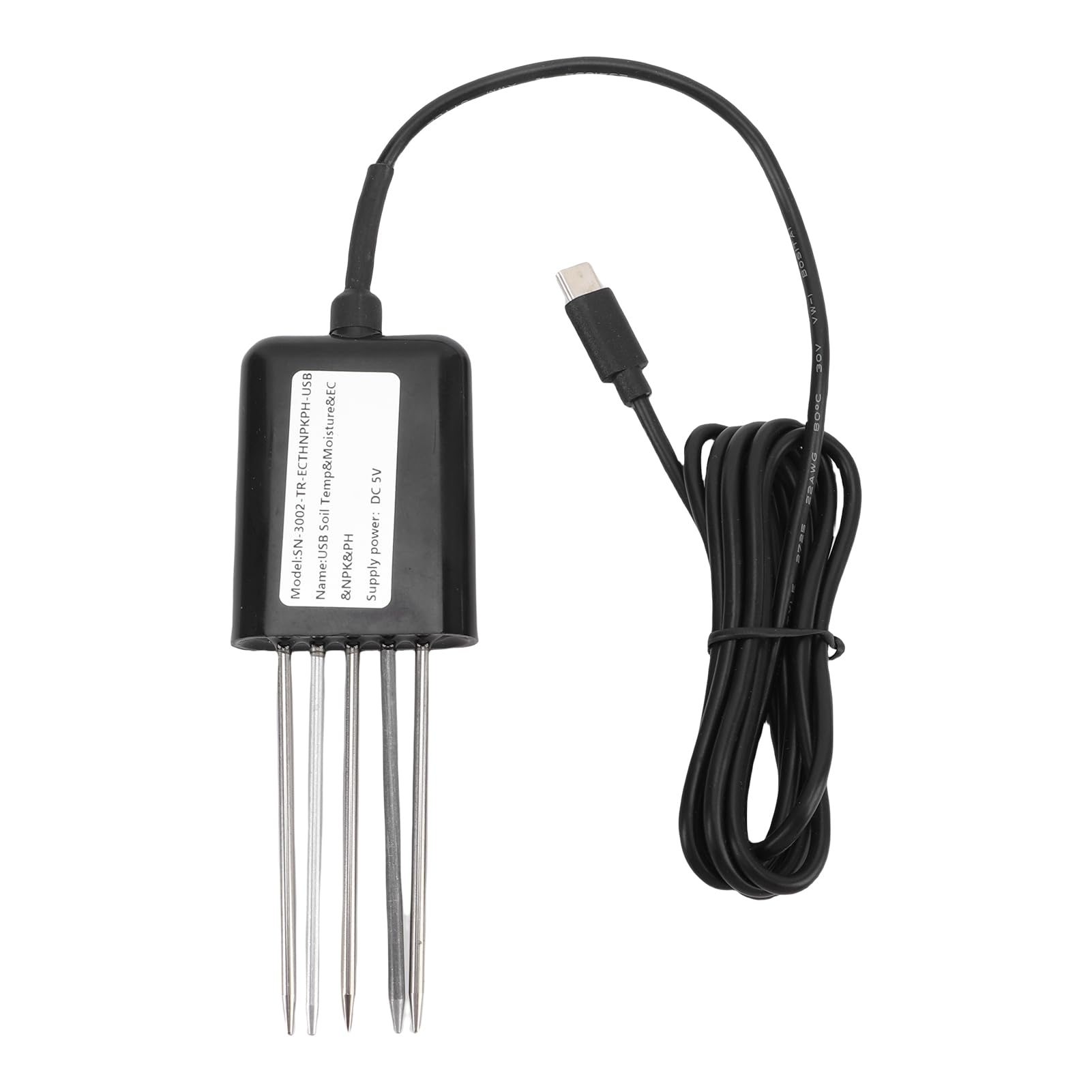 Duokon Medidor de Sensor NPK de Suelo 7 en 1, Detector de Temperatura y Humedad Impermeable de Acero Inoxidable con bajo Consumo de Energía IP68 para Pruebas de Nutrientes en Huertos,