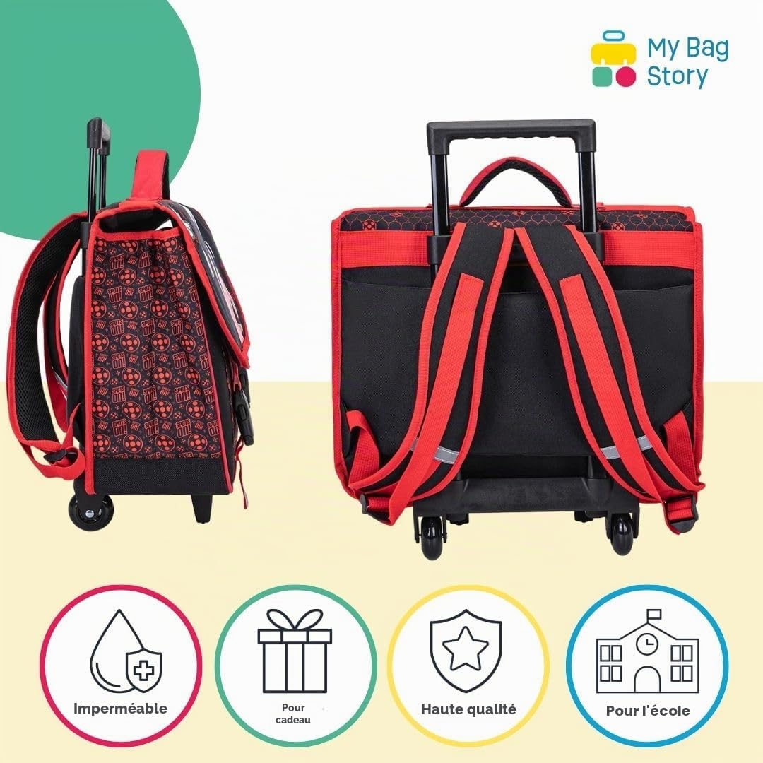 mybagstory - Miraculous - Cartable à roulettes Fille 41x35x15 cm