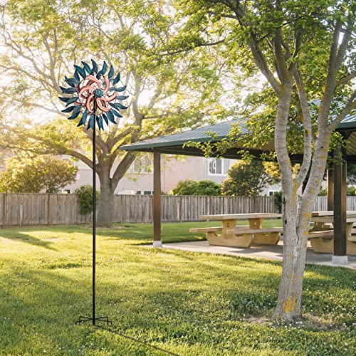 Tiryiuou 82 Inch Kinetic Wind Spinners Outdoor Metal Large, Yard And Garden Wind Spinner, Double Blades Windmill Garden Pinwheels For Yard Decorations Outdoor Art Decor #TOP4