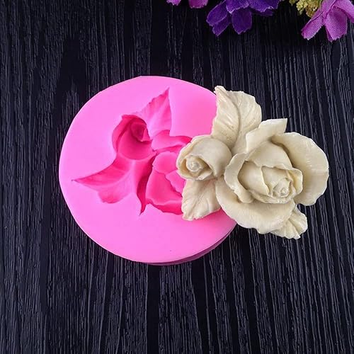 Miniatura 6 de Molde de silicona para velas de rosas para hacer fondant de flores de rosas 3D, forma de bricolaje, decoración de pasteles hechos a mano, moldes de