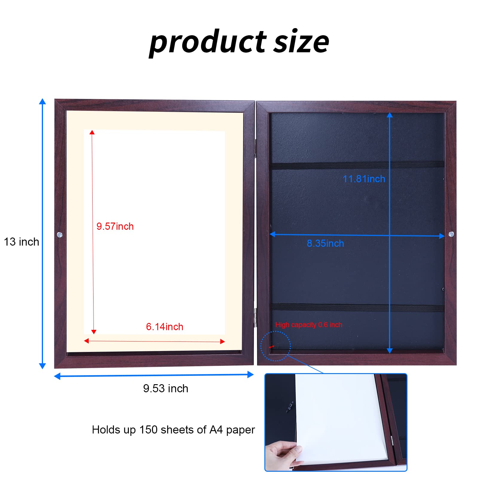 RIOFLY Kids Art Frames,9.3x13 Front Opening Kids Artwork Frames Changeable Picture Display for DIN, Holds 50 Pcs, for 3D Picture,A4 Art-Work,Crafts,Children Drawing,Hanging Art,Portfolio Storage-Walnut