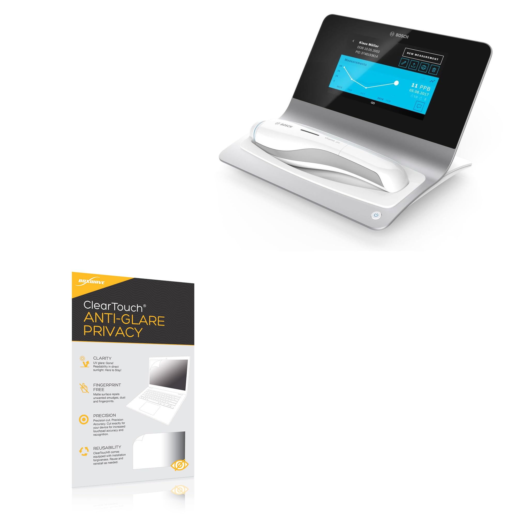 BoxWave Screen Protector Compatible with Vivatmo Pro - ClearTouch Anti-Glare Privacy (2-Pack), Privacy Screen Protector Flexible Film Anti-Glare