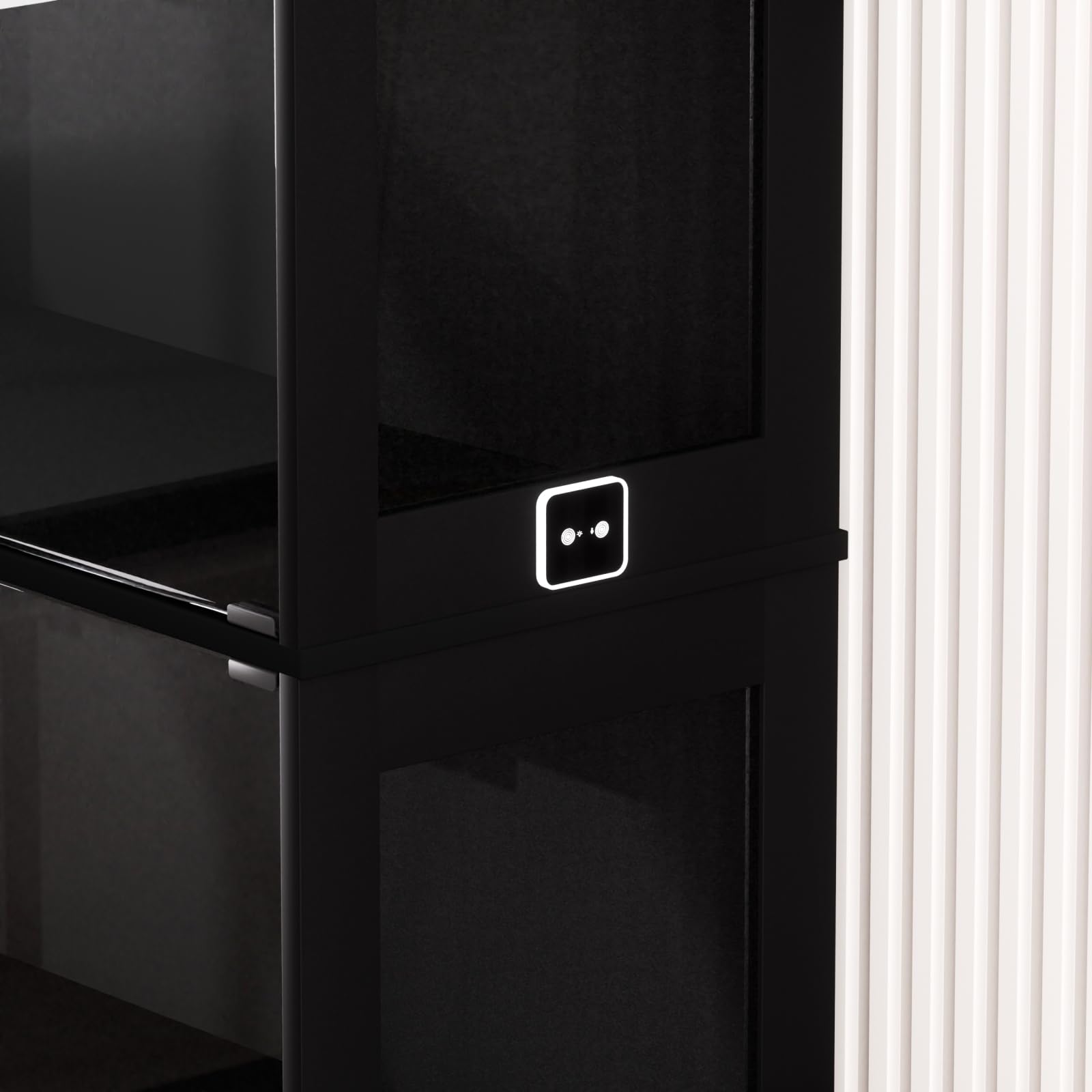 Vetrinetta in vetro con illuminazione LED e sensori intelligenti, vetrina a 4 livelli per collezioni, per soggiorno, camera da letto e ufficio, nero, 80 x 35 x 165 cm
