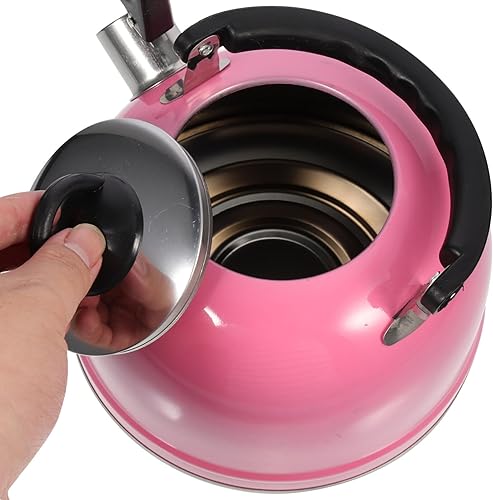 Miniatura 5 de Hervidor de té silbante de acero inoxidable para agua de ebullición rápida, mango ergonómico, diseño vintage, perfecto para el hogar y campamento,