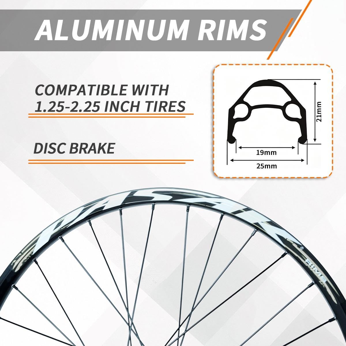 26" 27.5" 29" Perno Passante Set Di Ruote For Mountain Bike 12*100/12*142mm | Adatto A Pneumatici 1,25"-2,25", Freno A Disco, Cerchio In Lega Di Alluminio, MS, Per Cassette A 12 Velocità