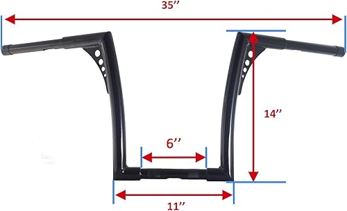 Miniatura 2 de Manillar negro brillante de 14 pulgadas de altura de 1-14 pulgadas de murciélago Ape compatible con Harley Softail FLST FXST Sportster XL 883 1200