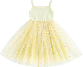 Honganda Infant Toddler Baby Girl Summer Dress Sleeveless Knit Top Daisy Tutu Skirt Patchwork Princess Dress